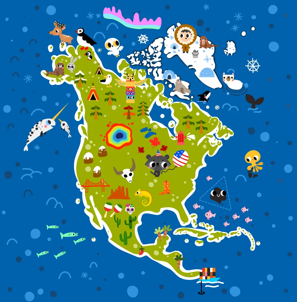 The map of North America
