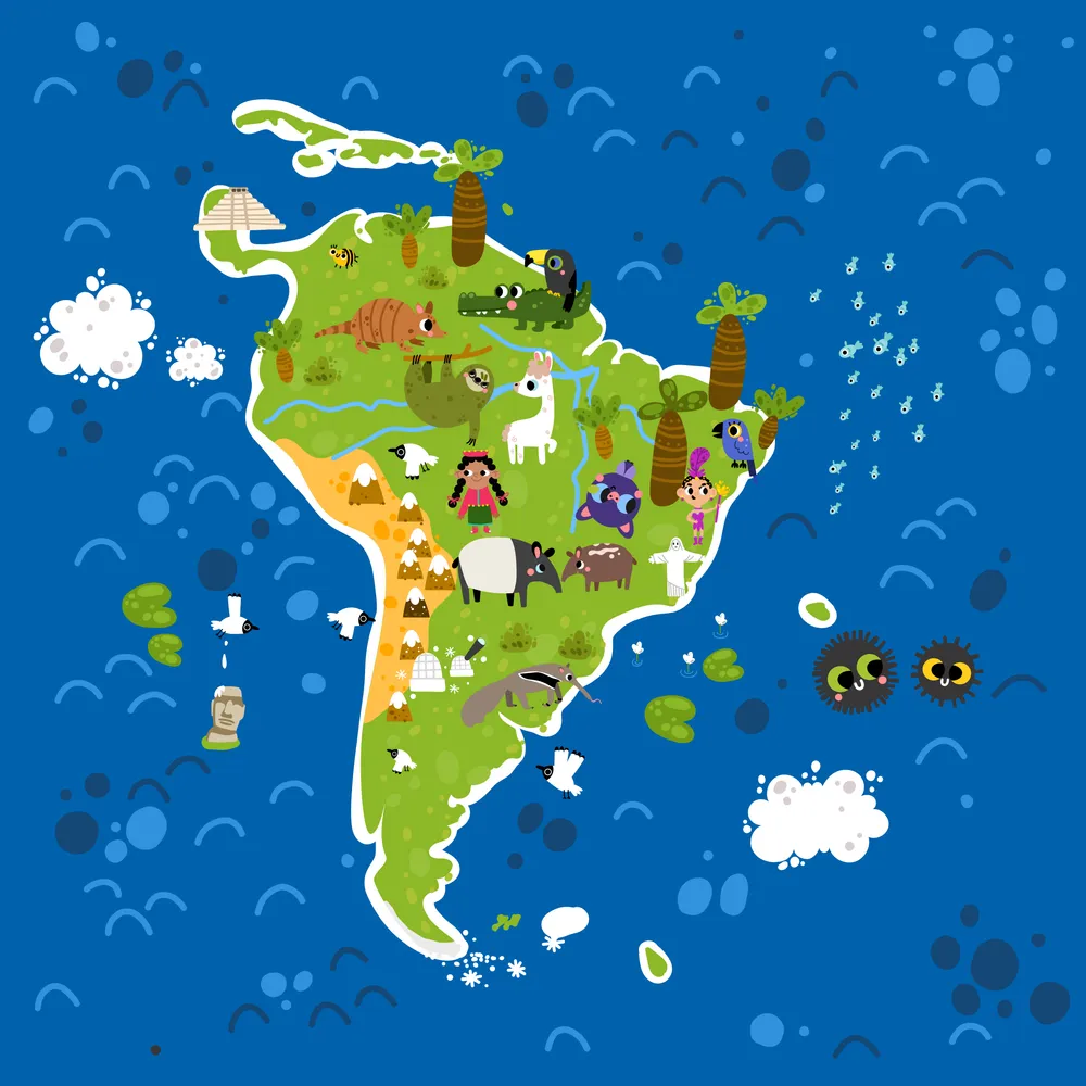 The map of South America